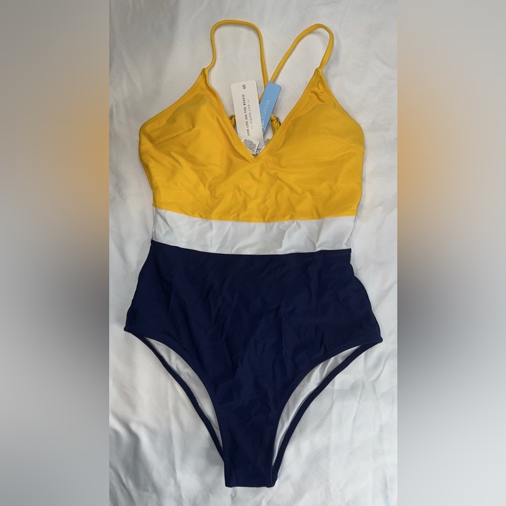 CUPSHE Colorblock V-Neck One Piece Swimsuit Bikini